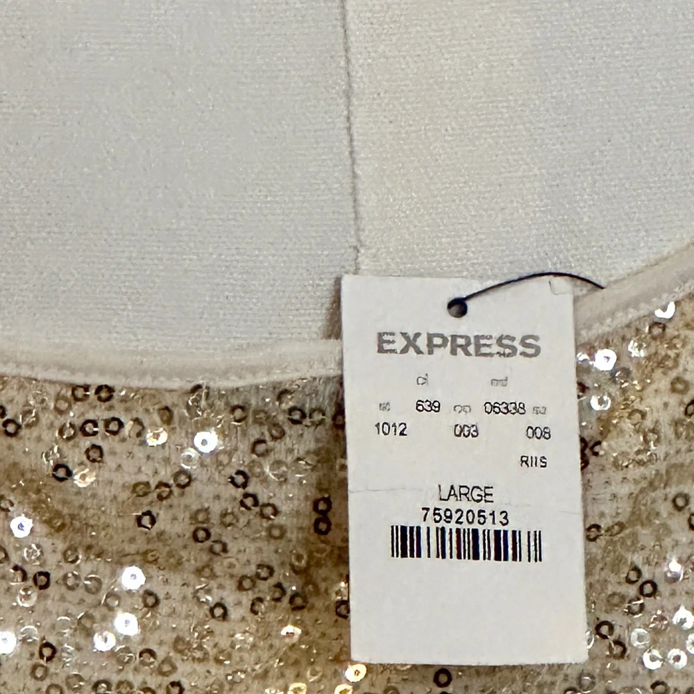 Express Gold Sequin Camisole Top, Size L, by Express